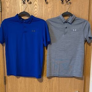 Under Armour Boy's Polo Shirts (bundle of 2)- Cobalt Blue and Charcoal Gray